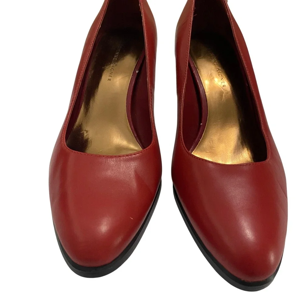 Etienne Aigner Red Leather Almond Toe Pumps Stiletto Heels Womens 7.5